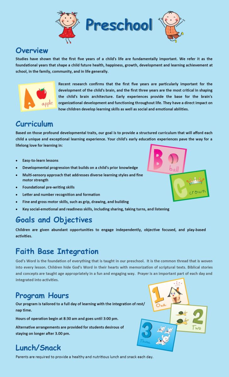 Preschool Overview Letter