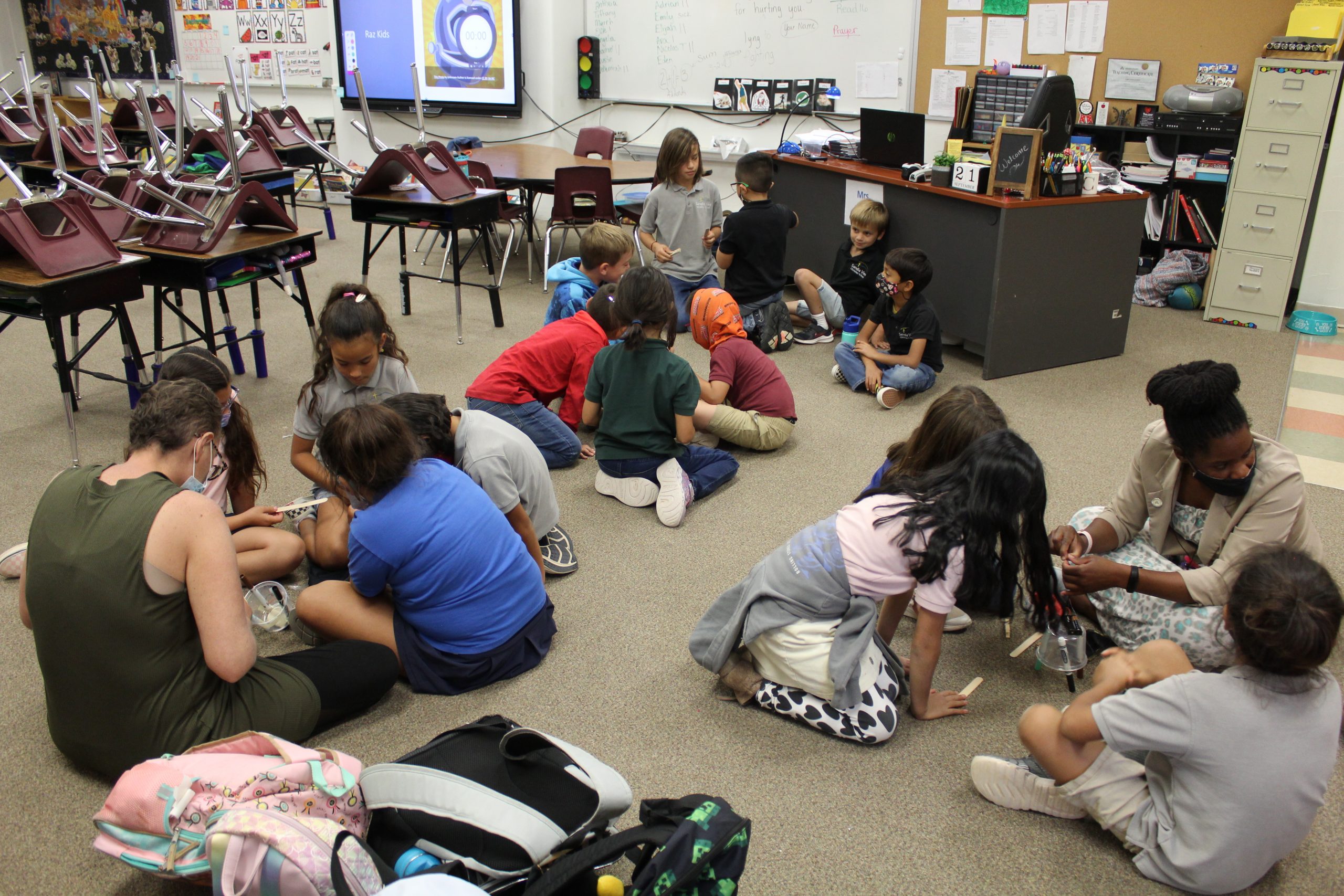 Robotics class with students