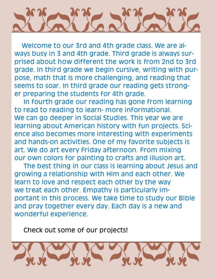 Grade 3 and 4 description of page